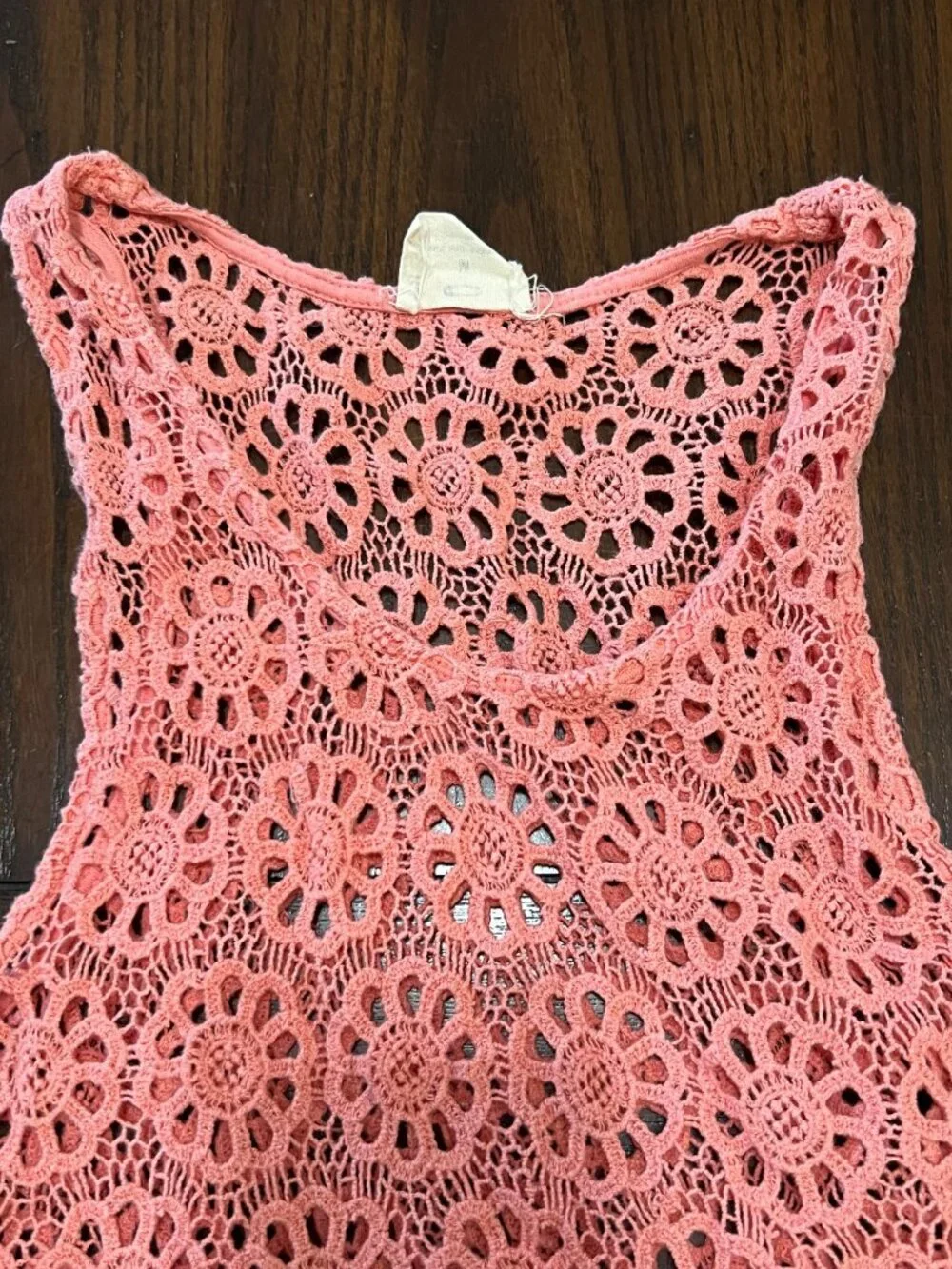 Anthropologie Pins and Needles Pink Crochet Knit Sweater Tank Top Women's Medium - Picture 2 of 7